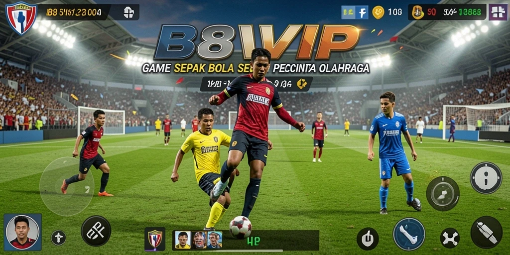 Tampilan gameplay B8VIP yang mendebarkan dalam permainan sepak bola.