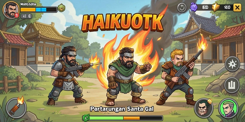 Tampilan gameplay HAIKUOTK dengan momen santai dan penuh warna.