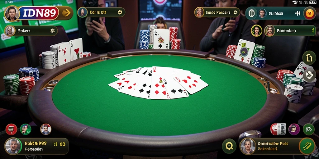 Tampilan gameplay Poker yang mendebarkan di IDN89.