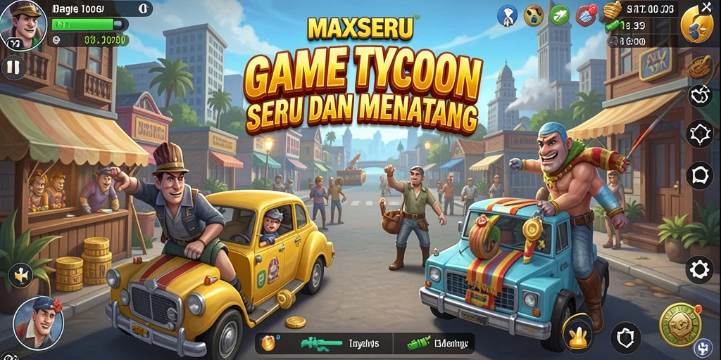 Tangkapan layar gameplay MAXSERU menunjukkan keseruan mengelola bisnis Tycoon.
