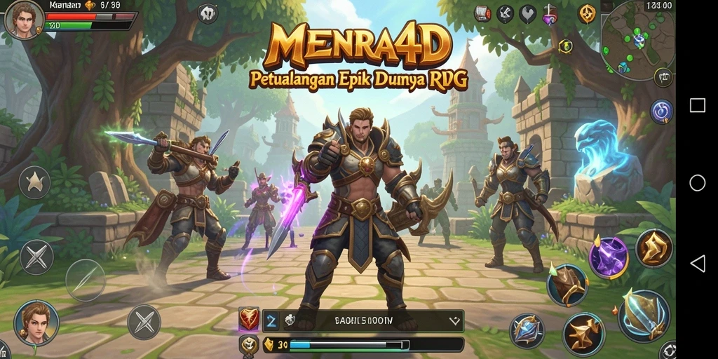 Tangkapan layar MENARA4D menunjukkan aksi seru dalam pertempuran RPG.