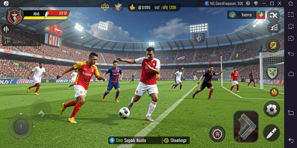Tampilan gameplay N06 yang mendebarkan dengan aksi sepak bola yang intens.