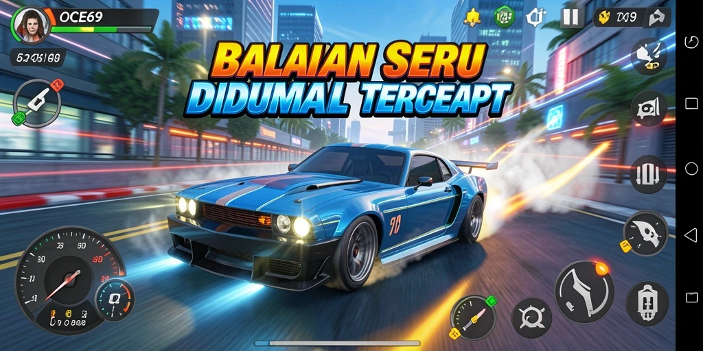 Gameplay OCE69 yang mendebarkan di lintasan balapan.