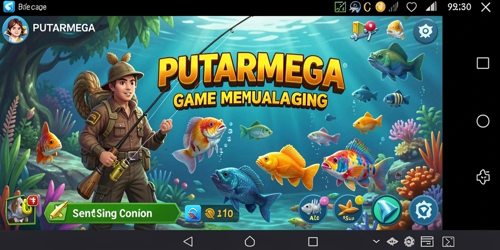 Tampilan gameplay <strong>PUTARMEGA</strong> yang menampilkan aksi memancing yang menegangkan.