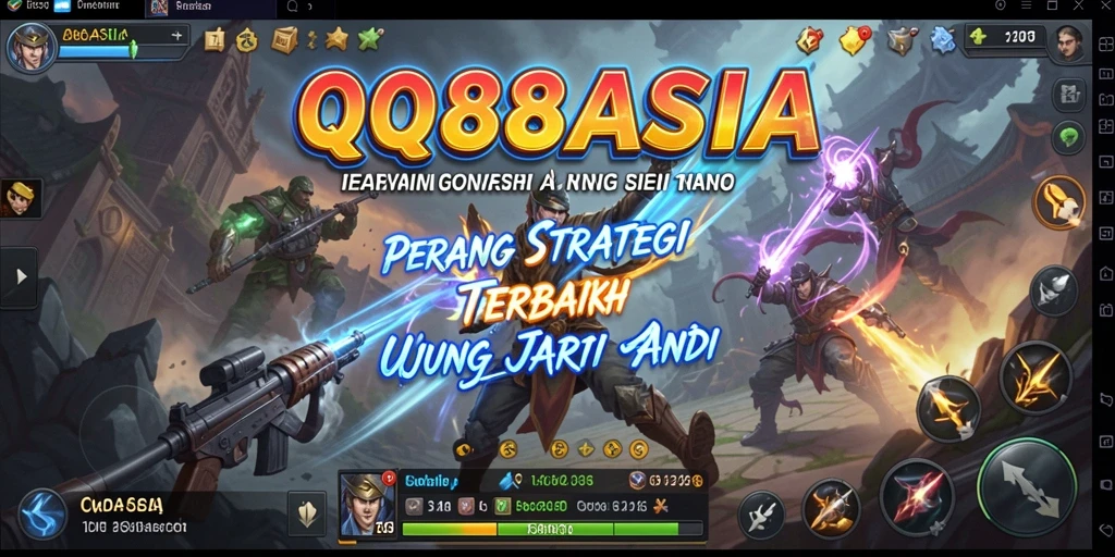 Screenshot gameplay QQ88ASIA menampilkan pertempuran strategis yang mendebarkan.