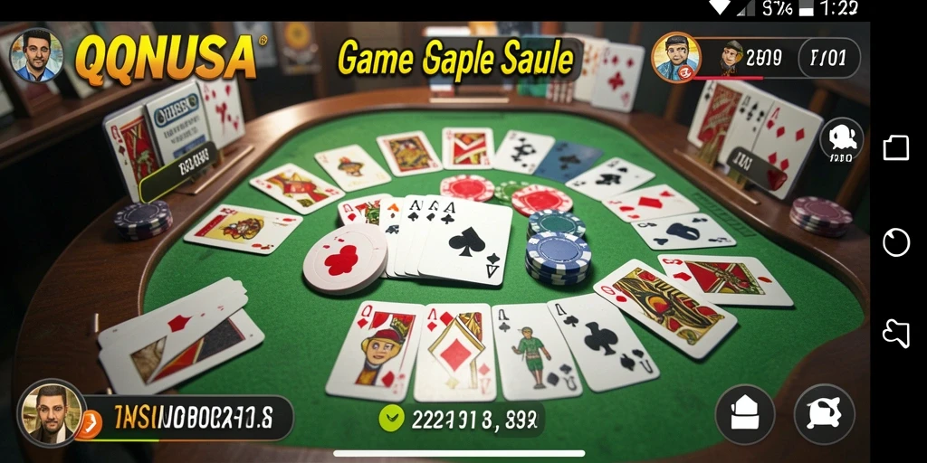 Screenshot gameplay QQNUSA menampilkan serunya permainan Gaple.