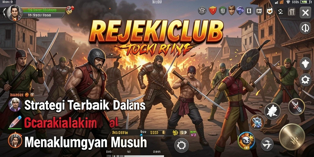 Tampilan strategi pertarungan intens di REJEKICLUB.