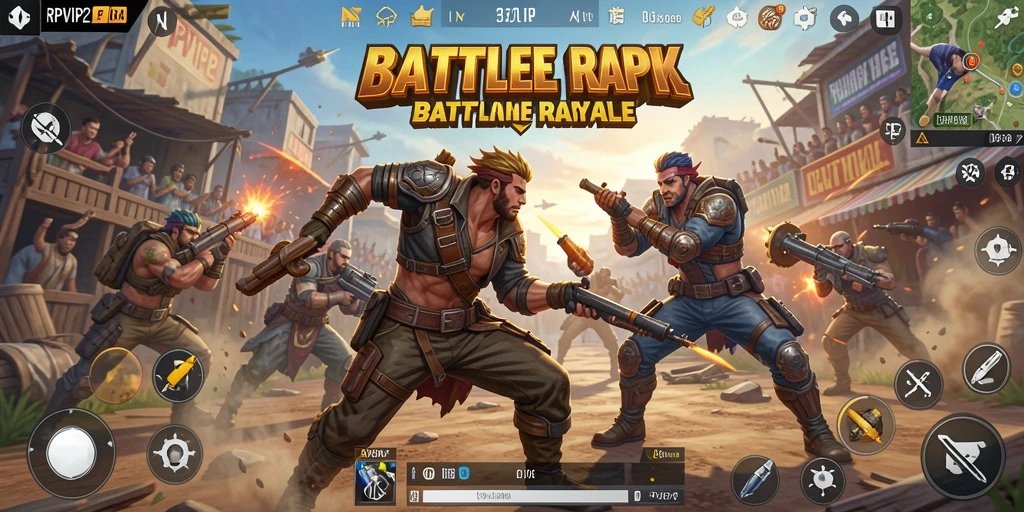 Screenshot utama RPVIP2 menampilkan aksi seru di arena Battle Royale.
