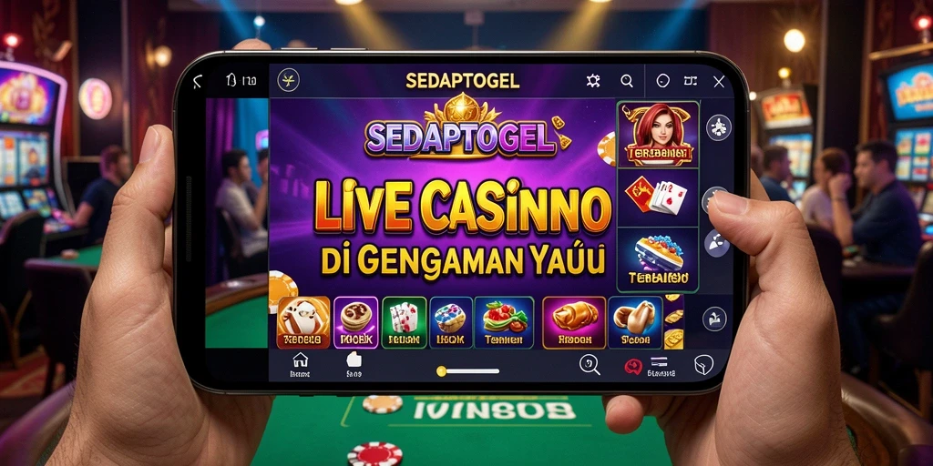 Tampilan gameplay SEDAPTOGEL menampilkan dealer profesional dan suasana kasino secara langsung.