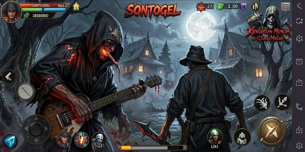 Screenshot menampilkan suasana Horror yang mendebarkan dalam gameplay SONTOGEL.