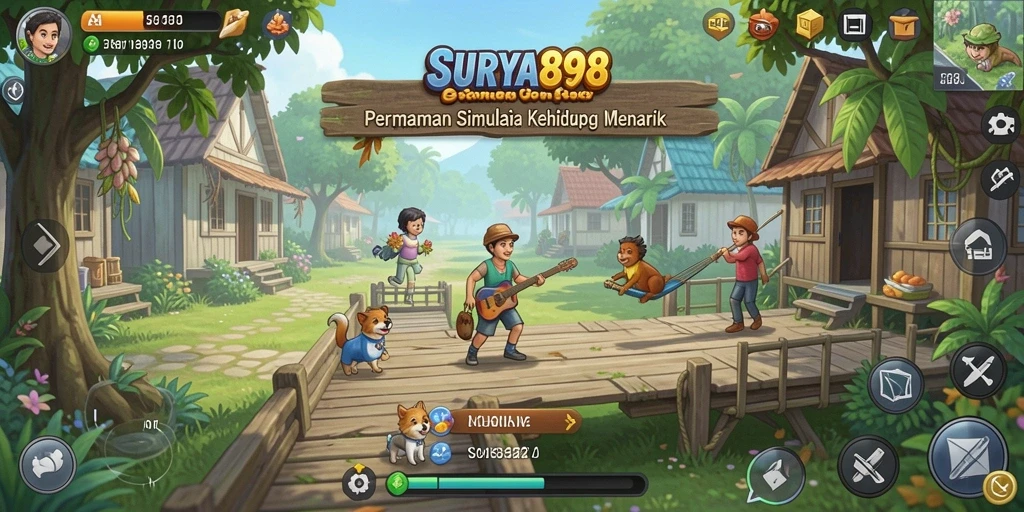 Tangkapan layar utama SURYA898 menampilkan elemen gameplay simulasi yang mendalam.