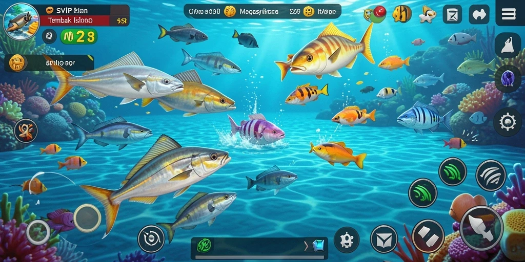 Tampilan gameplay SVIP5 dengan aksi tembak ikan yang seru.