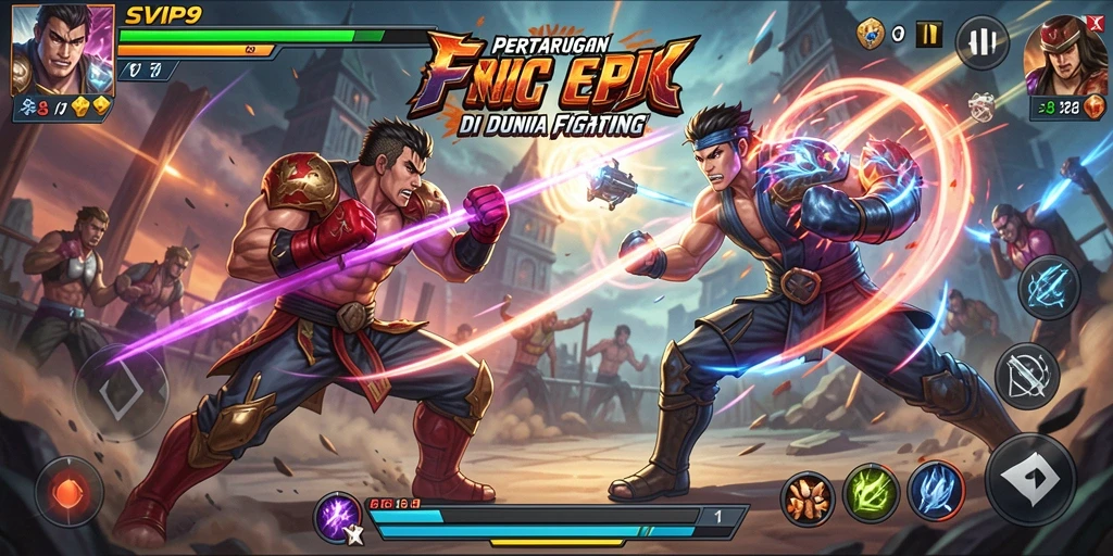 Screenshot gameplay SVIP9 yang menunjukkan aksi pertarungan intens.