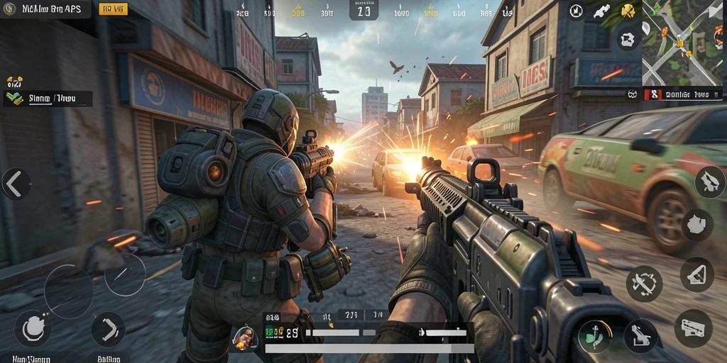 Tangkapan layar gameplay V21 dengan aksi pertempuran seru.