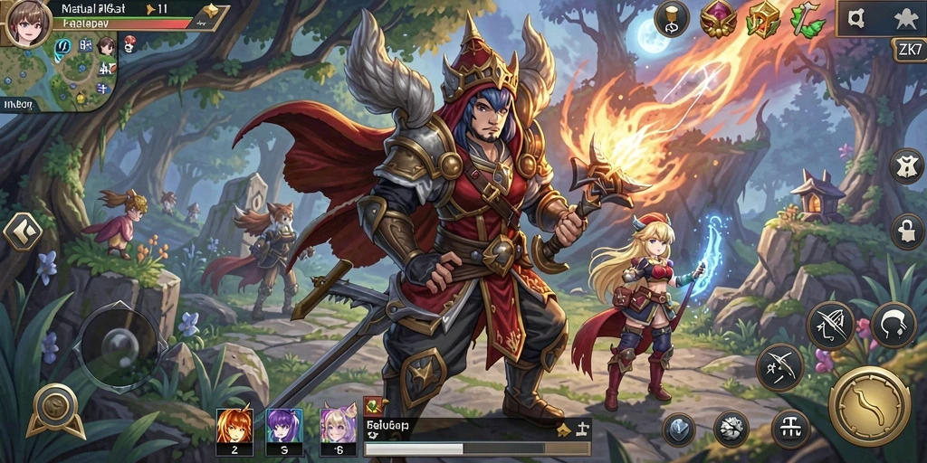 Tampilan gameplay ZK7 dengan karakter anime yang menarik.